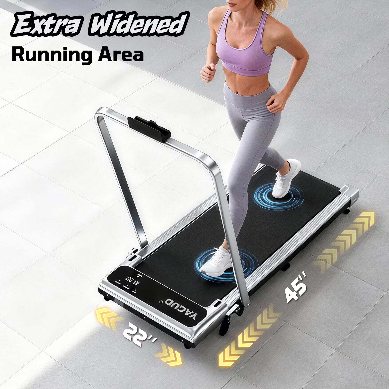 Walking Pad Treadmill With Handrail And Adjustable Incline