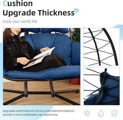 Foldable Cocoon-type Hanging Love-seat with Frame and Cushions