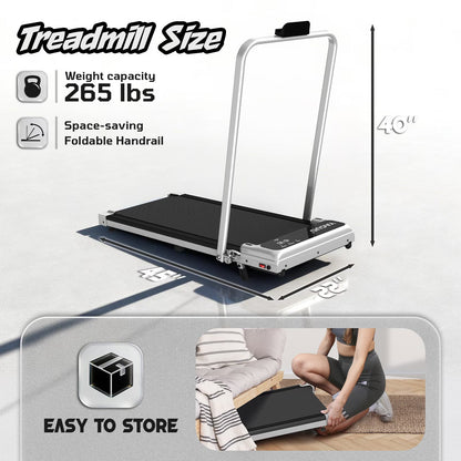 Walking Pad Treadmill With Handrail And Adjustable Incline