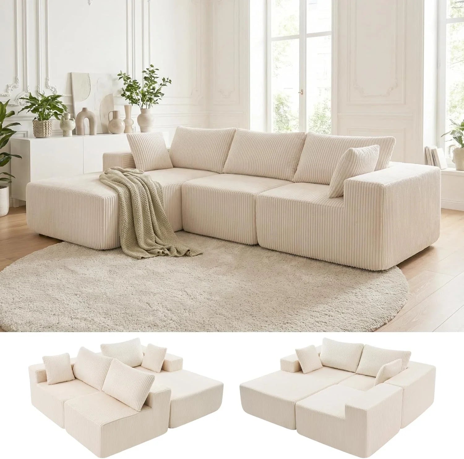 "Boneless Couch Beige" - Kanapa bez ramy Beżowa " XL Special"