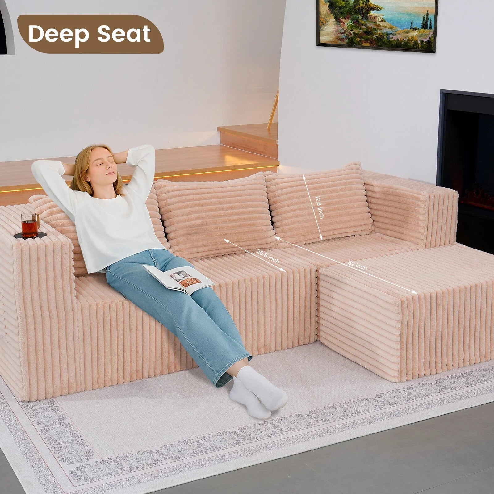 "Boneless Couch Rose" - Kanapa bez ramy Różowa