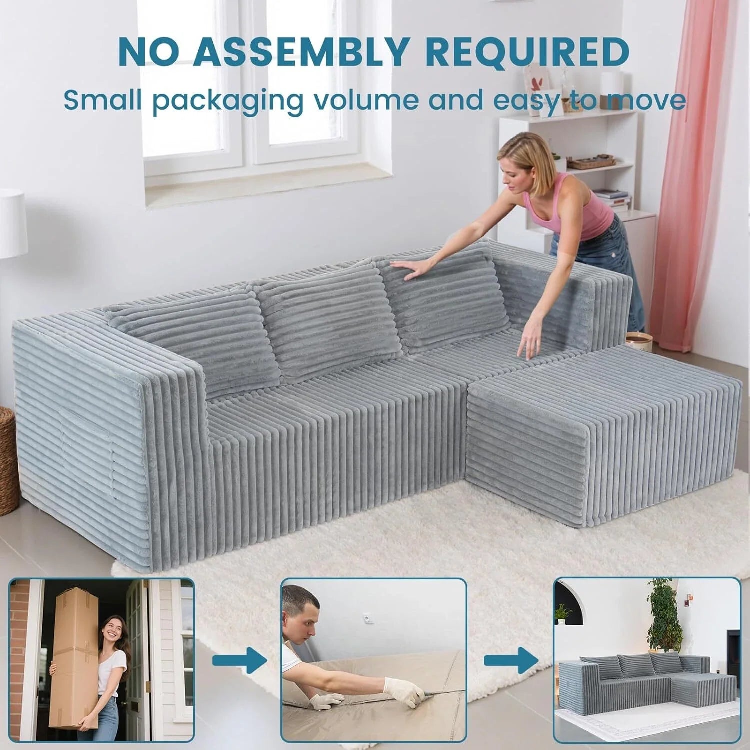 "Boneless Couch Grey" - Kanapa bez ramy Szara