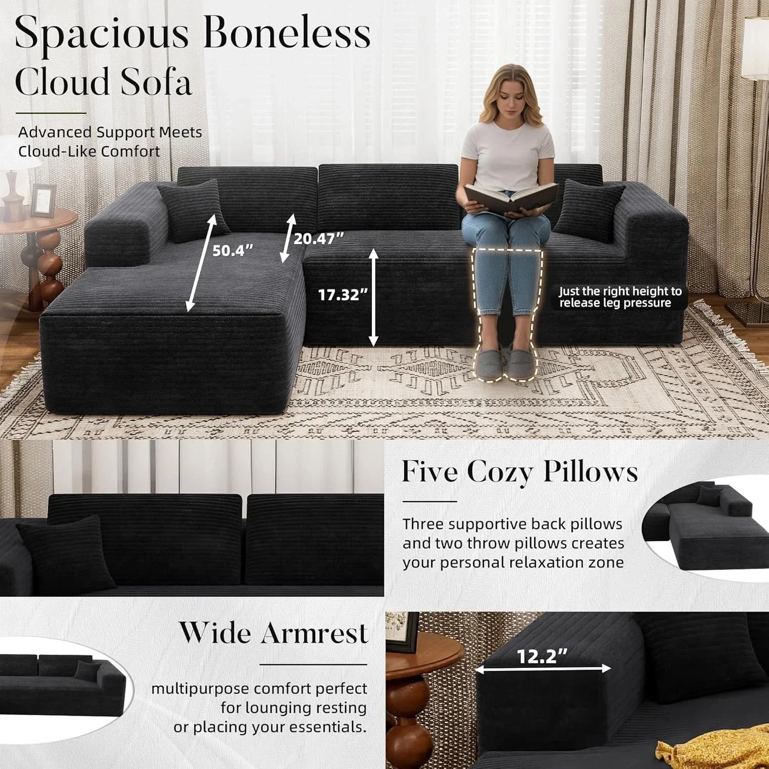 "Boneless Couch" - Kanapa bez ramy L kształt