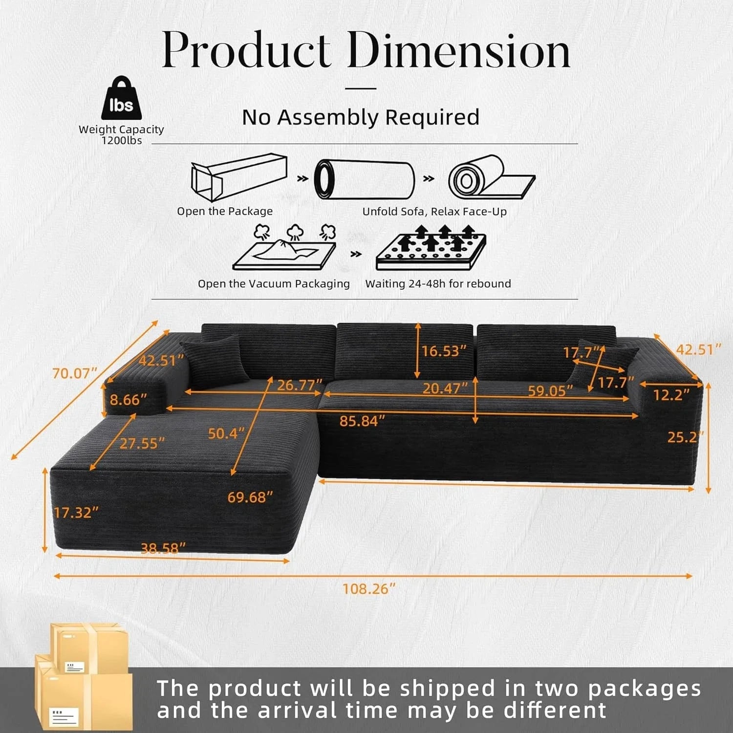 "Boneless Couch" - Kanapa bez ramy L kształt